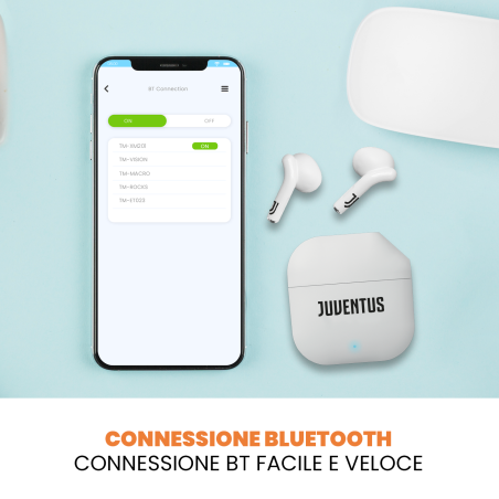 TECHMADE AURICOLARI JUVENTUS SENZA FILO CON BOX DI RICARICA