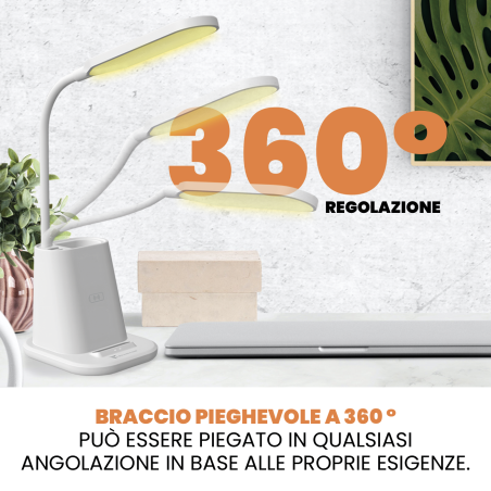 TECHMADE LAMPADA DA TAVOLO CON RICARICA WIRELESS