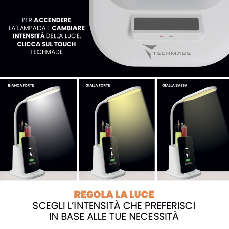 TECHMADE LAMPADA DA TAVOLO CON RICARICA WIRELESS