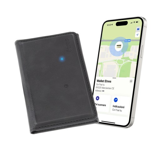 ETRES WALLET FINDER BASIC BLACK CON MAGSAFE E LOCALIZZATORE GPS