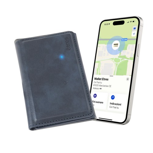 ETRES WALLET FINDER BASIC BLU CON MAGSAFE E LOCALIZZATORE GPS