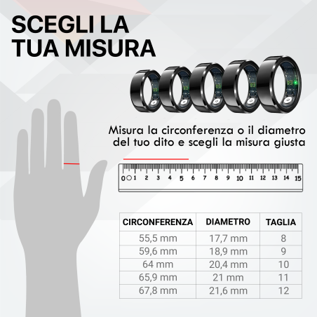 TECHMADE TM-NEXA-BK12 Smartring BLACK Taglia 12