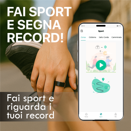 TECHMADE TM-NEXA-BK8 Smartring BLACK Taglia 8