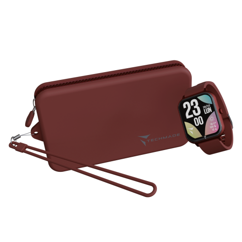 TECHMADE SMARTWATCH DARK RED + BAG TM-GLOW-DRED