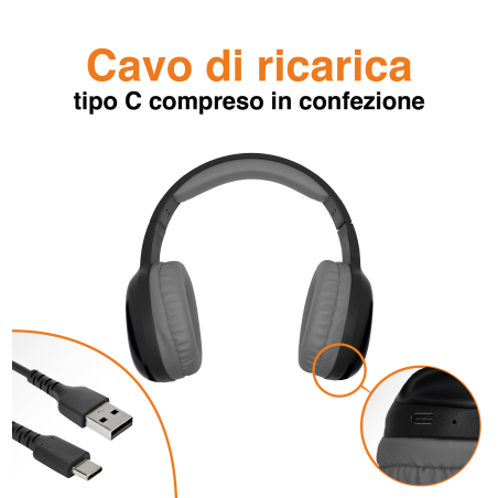 TECHMADE CUFFIE SENZA FILO COLORE NERO