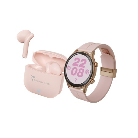 *TECHMADE SMARTWATCH GOLD ROSE CASE + PK BELT + PK EARBUD BUNDLE