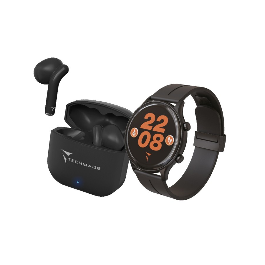 *TECHMADE SMARTWATCH BK CASE + BK BELT + BKEARBUD BUNDLE *TECHMADE SMARTWATCH BK CASE + BK BELT + BKEARBUD BUNDLE
