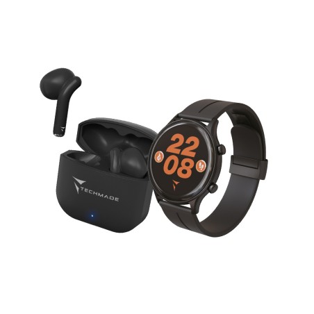 *TECHMADE SMARTWATCH BK CASE + BK BELT + BKEARBUD BUNDLE