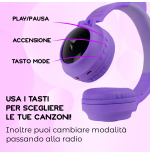 TECHMADE FUNNY CUFFIE SENZA FILO LED MIC E TASTI FUNZ.PURPLE