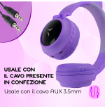 TECHMADE FUNNY CUFFIE SENZA FILO LED MIC E TASTI FUNZ.PURPLE