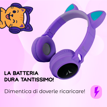 TECHMADE FUNNY CUFFIE SENZA FILO LED MIC E TASTI FUNZ.PURPLE