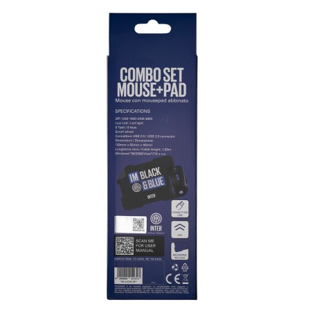 TECHMADE COMBO SET GAMING MOUSE+PAD UFFICIALE INTER
