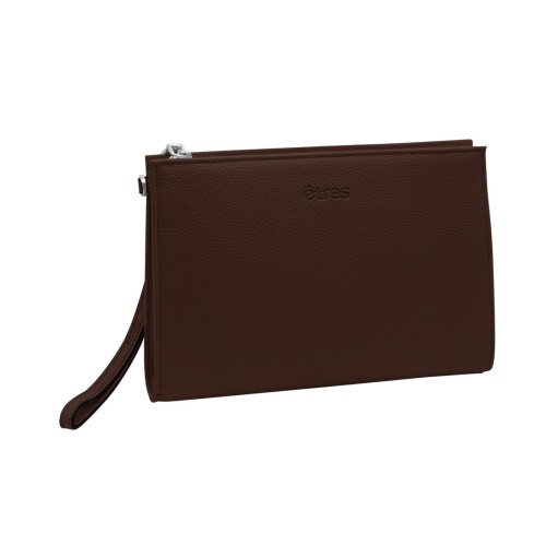 ETRES HANDBAG BROWN-SILVER IN SIMILPELLE CON ZIP E TRACOLLA