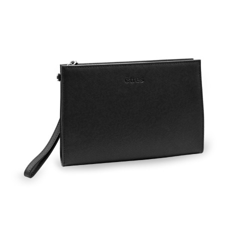 ETRES HANDBAG SAFFIANO BLACK-SILVER IN SIMILPELLE CON ZIP E TRAC