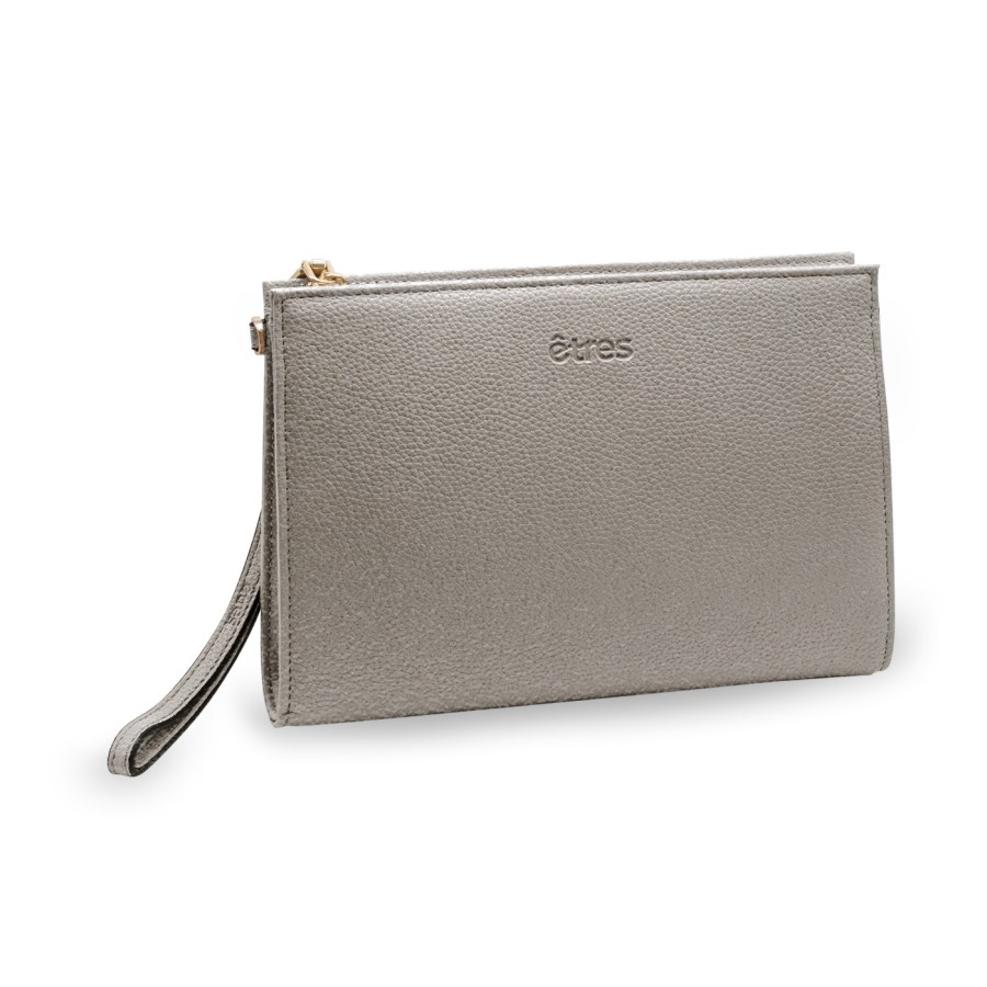 ETRES HANDBAG SILVER-GOLD IN SIMILPELLE CON ZIP E TRACOLLA