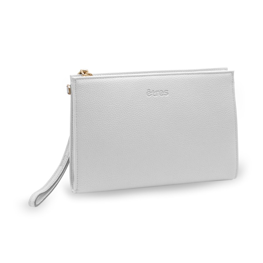 ETRES HANDBAG WHITE-GOLD IN SIMILPELLE CON ZIP E TRACOLLA