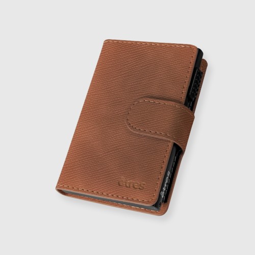 ETRES SMART WALLET SLIDE PORTACARTE IN METALLO SAFFIANO DARK BR