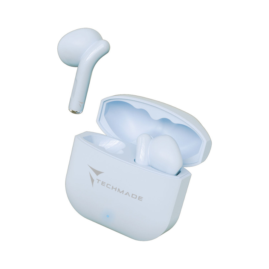 TECHMADE AURICOLARI SENZA FILO CON BOX DI RICARICA TM-XM201-BL TECHMADE AURICOLARI SENZA FILO CON BOX DI RICARICA TM-XM201-BL
