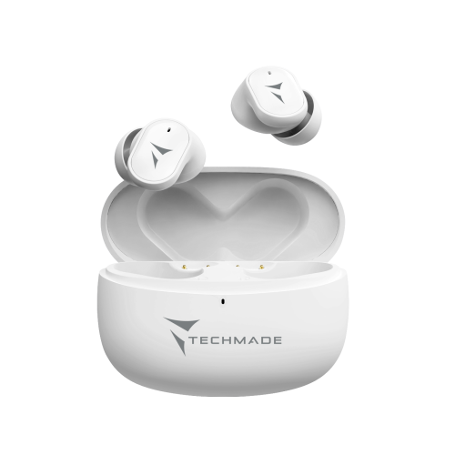 TECHMADE AURICOLARI WIRELESS STRONG SOUND,CUSTODIA INCLUSA,WHITE
