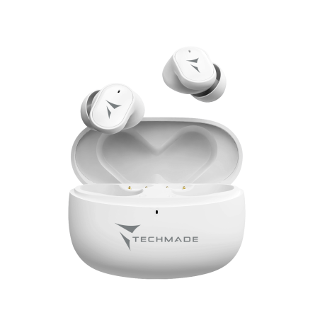 TECHMADE AURICOLARI WIRELESS STRONG SOUND,CUSTODIA INCLUSA,WHITE